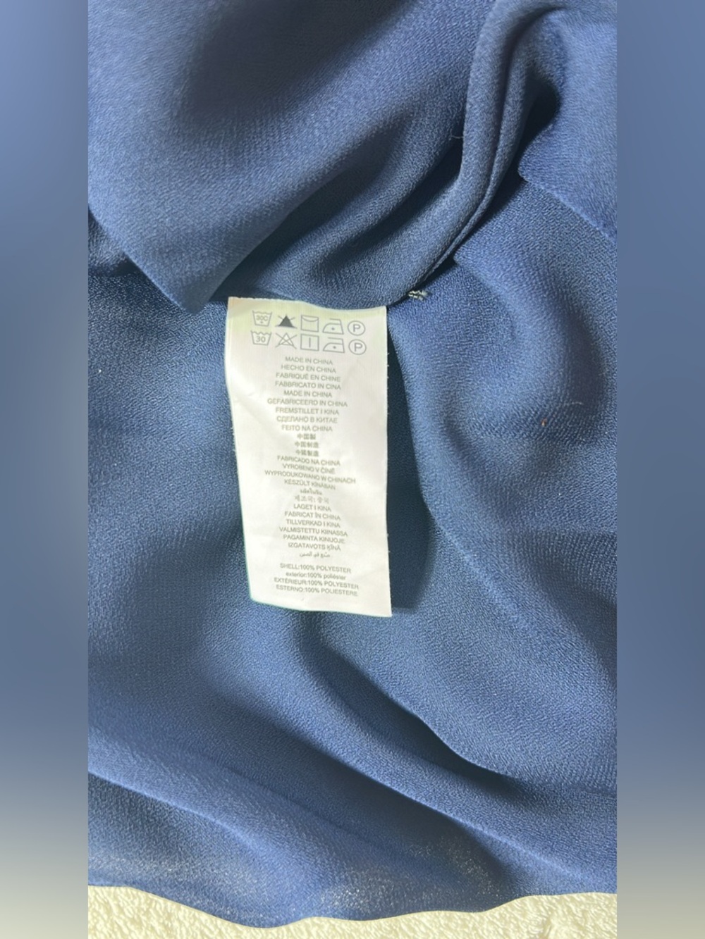 Michael Kors Dress Knee Length Medium Women’s Blue Chiffon Ruffle Long Sleeve - Picture 9 of 12